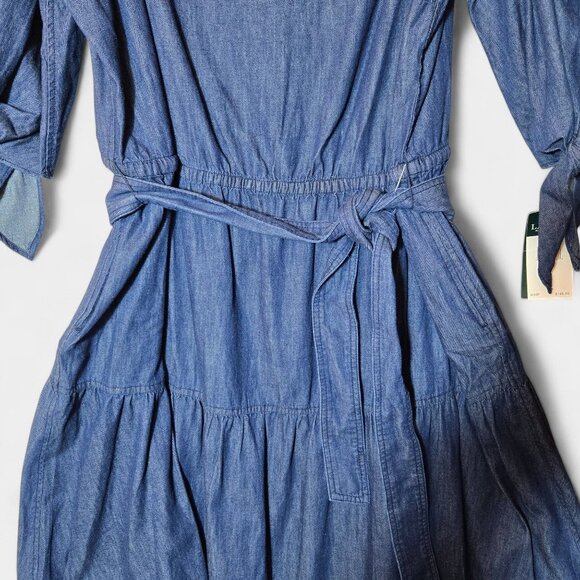 Ralph Lauren Amanthia Denim Chambray Off Shoulder Dress 18W Blue Casual NWT - Picture 5 of 11